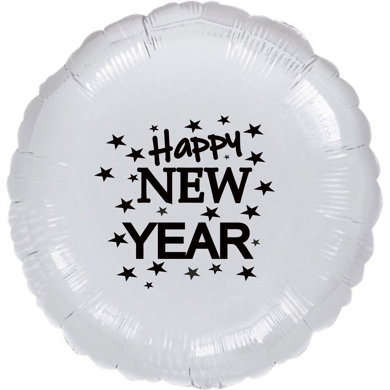 Balónek fóliový Happy NEW YEAR stříbrný kruh